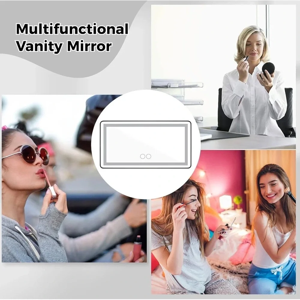 60 LED Car Sun Visor Vanity Mirror Rechargeable 3 Light Modes Stepless Dimming